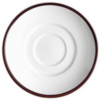 Libbey 999025500 Banded Rigel Constellation 6" Lunar Bright White Porcelain Saucer with Apple Butter Solid Band - 36/Case