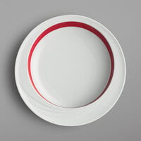 Schonwald 9181822-62931 Donna Senior 19 oz. White and Red Porcelain Comfort Bowl   - 6/Case