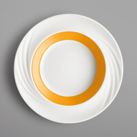 Schonwald 9181823-62991 Donna Senior 13 oz. White and Orange Porcelain Special Deep Rim Bowl - 6/Case