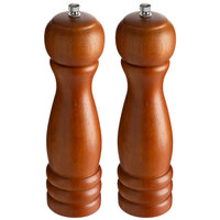 Acopa 8" Matte Brown Wooden Salt / Pepper Mill - 2/Set