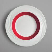 Schonwald 9181823-62931 Donna Senior 13 oz. White and Red Porcelain Special Deep Rim Bowl - 6/Case