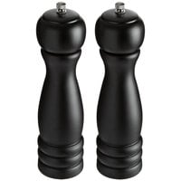 Acopa 8" Matte Black Wooden Salt / Pepper Mill - 2/Set