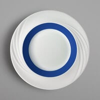 Schonwald 9181823-62971 Donna Senior 13 oz. White and Dark Blue Porcelain Special Deep Rim Bowl - 6/Case