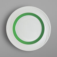 Schonwald 9181826-62941 Donna Senior 10 1/4 inch White and Light Green Porcelain Special Rim Plate - 6/Case
