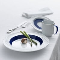 Schonwald 9185629-62971 Donna Senior 9.5 oz. White and Dark Blue Porcelain Special Stackable Mug - 6/Case