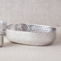 American Metalcraft ABHS69 48 oz. Silver Hammered Aluminum Oval Serving Bowl
