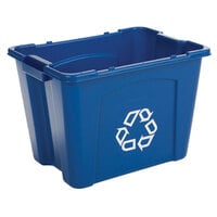 Plastic Lot of 10 Blue Recycling Bin 18 Gallon 