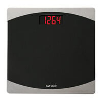 Taylor 7562 12 inch x 12 inch 400 lb. Digital Black Glass Bathroom Scale with Red LCD Display