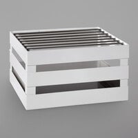 GET Enterprises CH-HALF-W Curator White Half Size Metal Crate Frame with Grill and Riser - 14 1/2 inch x 11 3/4 inch x 8 inch