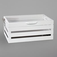 GET Enterprises CH-FULL-W Curator White Full Size Metal Crate Chafer Stand with Self-Closing Lid - 21 3/4 inch x 13 1/2 inch x 9 1/2 inch