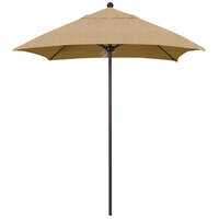 California Umbrella ALTO 604 SUNBRELLA 2A Venture 6' Square Push Lift Umbrella with 1 1/2 inch Bronze Aluminum Pole - Sunbrella 2A Canopy - Linen Sesame Fabric