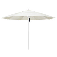 California Umbrella ALTO 118 PACIFICA Venture 11' Round Pulley Lift Umbrella with 1 1/2 inch Matte White Aluminum Pole - Pacifica Canopy - Canvas Fabric