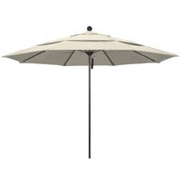 California Umbrella ALTO 118 OLEFIN Venture 11' Round Pulley Lift Umbrella with 1 1/2 inch Bronze Aluminum Pole - Olefin Canopy - Antique Beige Fabric