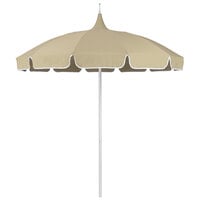 California Umbrella SMPT 852 SUNBRELLA 1 Pagoda 8 1/2' Round Push Lift Umbrella with 1 1/2 inch Aluminum Pole - Sunbrella 1A Canopy with Natural Braid - Antique Beige Fabric