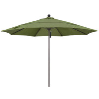 California Umbrella ALTO 118 OLEFIN Venture 11' Round Pulley Lift Umbrella with 1 1/2 inch Bronze Aluminum Pole - Olefin Canopy - Terrace Fern Fabric