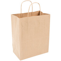 Duro Tempo 8" x 4 1/2" x 10 1/4" Brown Shopping Bag with Handles - 250/Bundle