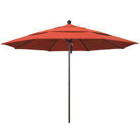 California Umbrella ALTO 118 OLEFIN Venture 11' Round Pulley Lift Umbrella with 1 1/2 inch Bronze Aluminum Pole - Olefin Canopy - Sunset Fabric