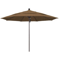 California Umbrella ALTO 118 OLEFIN Venture 11' Round Pulley Lift Umbrella with 1 1/2 inch Bronze Aluminum Pole - Olefin Canopy - Woven Sesame Fabric
