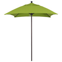 California Umbrella ALTO 604 SUNBRELLA 2A Venture 6' Square Push Lift Umbrella with 1 1/2 inch Bronze Aluminum Pole - Sunbrella 2A Canopy - Macaw Fabric