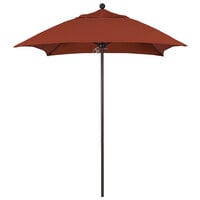 California Umbrella ALTO 604 SUNBRELLA 2A Venture 6' Square Push Lift Umbrella with 1 1/2 inch Bronze Aluminum Pole - Sunbrella 2A Canopy - Terracotta Fabric
