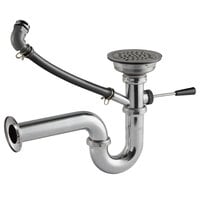 Advance Tabco K-26 Lever Handle Waste Valve with Overflow Assembly for Hand Sinks - 3 1/2 inch Sink Opening