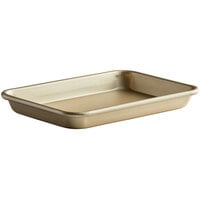 Baker's Lane Eighth Size 19 Gauge Non-Stick 6 1/2" x 9 1/2" Gold Wire in Rim Aluminum Bun / Sheet Pan / Tray