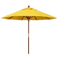California Umbrella MARE 908 OLEFIN Grove 9' Round Push Lift Umbrella with 1 1/2" Hardwood Pole - Olefin Canopy - Lemon Fabric