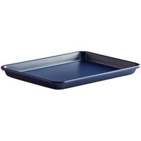 Baker's Lane Quarter Size 18 Gauge Non-Stick 9 1/2" x 13" Dark Blue Wire in Rim Aluminum Bun / Sheet Pan / Tray