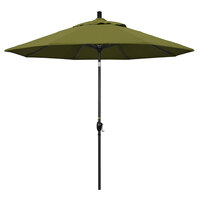 California Umbrella GSPT 908 PACIFICA Pacific Trail 9' Crank Lift Umbrella with 1 1/2 inch Stone Black Aluminum Pole - Palm Fabric