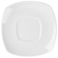 6" Bright White Square Porcelain Saucer - 36/Case