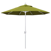 California Umbrella GSPT 908 PACIFICA Pacific Trail 9' Crank Lift Umbrella with 1 1/2 inch Matte White Aluminum Pole - Ginkgo Fabric
