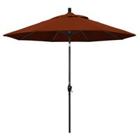 California Umbrella GSPT 908 PACIFICA Pacific Trail 9' Crank Lift Umbrella with 1 1/2 inch Stone Black Aluminum Pole - Brick Fabric