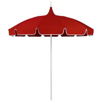 California Umbrella SMPT 852 SUNBRELLA 2 Pagoda 8 1/2' Round Push Lift Umbrella with 1 1/2 inch Aluminum Pole - Sunbrella 2A Canopy with Natural Braid - Jockey Red Fabric
