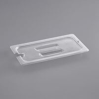 Cambro 30CWCHN135 Camwear 1/3 Size Clear Polycarbonate Handled Lid with Spoon Notch