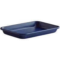 Baker's Mark Eighth Size 19 Gauge Non-Stick 6 1/2" x 9 1/2" Dark Blue Wire in Rim Aluminum Bun / Sheet Pan / Tray