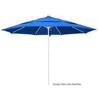 California Umbrella ALTO 118 OLEFIN Venture 11' Round Pulley Lift Umbrella with 1 1/2 inch Matte White Aluminum Pole - Olefin Canopy - Frost Blue Fabric
