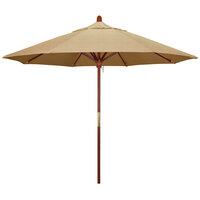 California Umbrella MARE 908 SUNBRELLA 2A Grove 9' Round Push Lift Umbrella with 1 1/2 inch Hardwood Pole - Sunbrella 2A Canopy - Linen Sesame Fabric