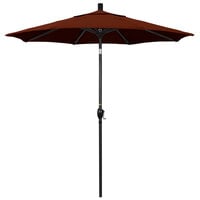 California Umbrella GSPT 758 PACIFICA Pacific Trail 7 1/2' Crank Lift Umbrella with 1 1/2" Stone Black Aluminum Pole - Brick Fabric