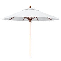 California Umbrella MARE 908 OLEFIN Grove 9' Round Push Lift Umbrella with 1 1/2" Hardwood Pole - Olefin Canopy - White Fabric