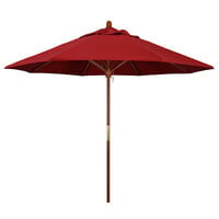 California Umbrella MARE 908 PACIFICA Grove 9' Round Push Lift Umbrella with 1 1/2 inch Hardwood Pole - Pacifica Canopy - Red Fabric