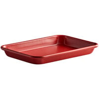 Baker's Mark Eighth Size 19 Gauge Non-Stick 6 1/2 inch x 9 1/2 inch Red Wire in Rim Aluminum Bun / Sheet Pan / Tray
