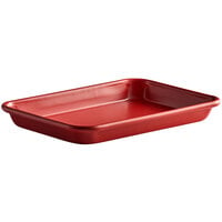 Baker's Lane Eighth Size 19 Gauge Non-Stick 6 1/2" x 9 1/2" Red Wire in Rim Aluminum Bun / Sheet Pan / Tray