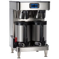 Bunn 53600.0100 ICB Twin SH Platinum Edition Infusion Series Black / Silver Twin Automatic Coffee Brewer with Wireless Server Monitoring - 120/240V, 6000W