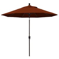 California Umbrella GSPT 908 PACIFICA Pacific Trail 9' Crank Lift Umbrella with 1 1/2 inch Bronze Aluminum Pole - Brick Fabric