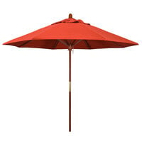 California Umbrella MARE 908 OLEFIN Grove 9' Round Push Lift Umbrella with 1 1/2" Hardwood Pole - Olefin Canopy - Sunset Fabric
