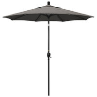 California Umbrella GSPT 758 PACIFICA Pacific Trail 7 1/2' Crank Lift Umbrella with 1 1/2 inch Stone Black Aluminum Pole - Taupe Fabric