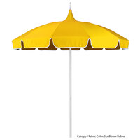 California Umbrella SMPT 852 SUNBRELLA 1 Pagoda 8 1/2' Round Push Lift Umbrella with 1 1/2 inch Aluminum Pole - Sunbrella 1A Canopy with Natural Braid - Navy Fabric
