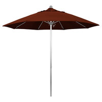 California Umbrella ALTO 908 PACIFICA Venture 9' Round Push Lift Umbrella with 1 1/2 inch Silver Anodized Aluminum Pole - Pacifica Canopy - Brick Fabric
