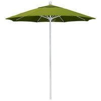 California Umbrella ALTO 758 OLEFIN Venture 7 1/2' Round Push Lift Umbrella with 1 1/2 inch Matte White Aluminum Pole - Olefin Canopy - Kiwi Fabric