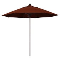 California Umbrella ALTO 908 PACIFICA Venture 9' Round Push Lift Umbrella with 1 1/2 inch Bronze Aluminum Pole - Pacifica Canopy - Brick Fabric